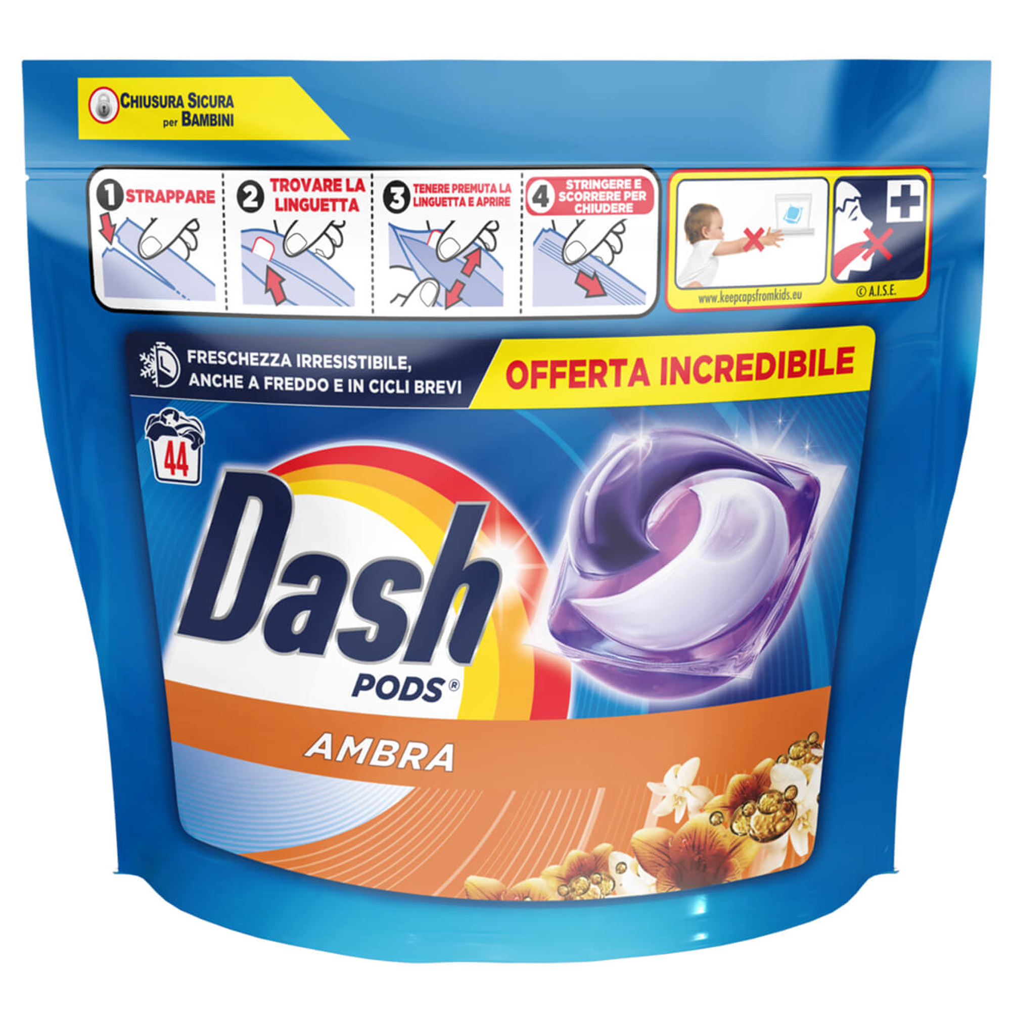 DASH POWER PODS EXTRA IGIENIZZANTE COLORE DETERSIVO BUCATO LAVATRICE 39 PODS  ECODOSI - Meloni Store