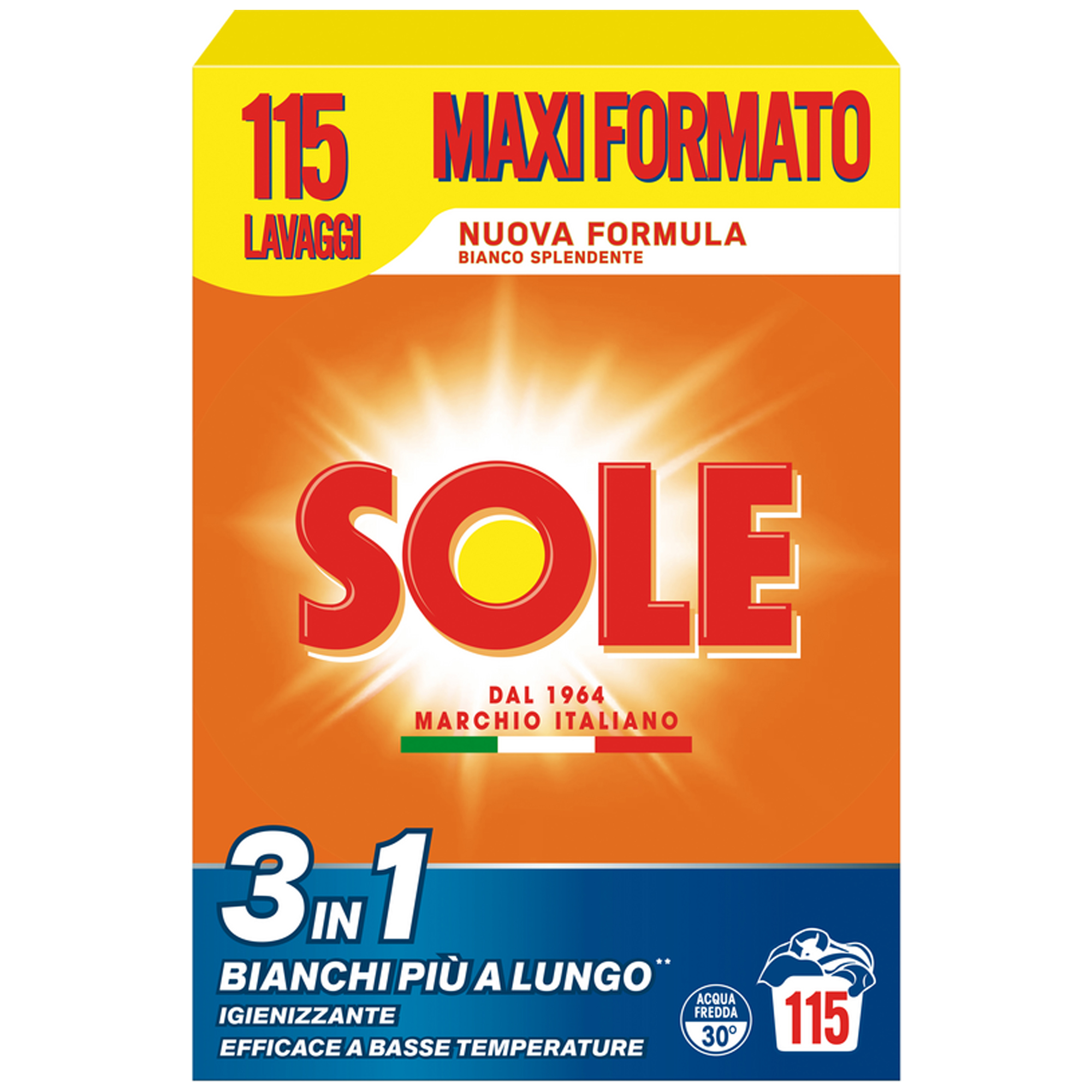 Sole Detersivo Polvere Bianco Splendente - 5750gr