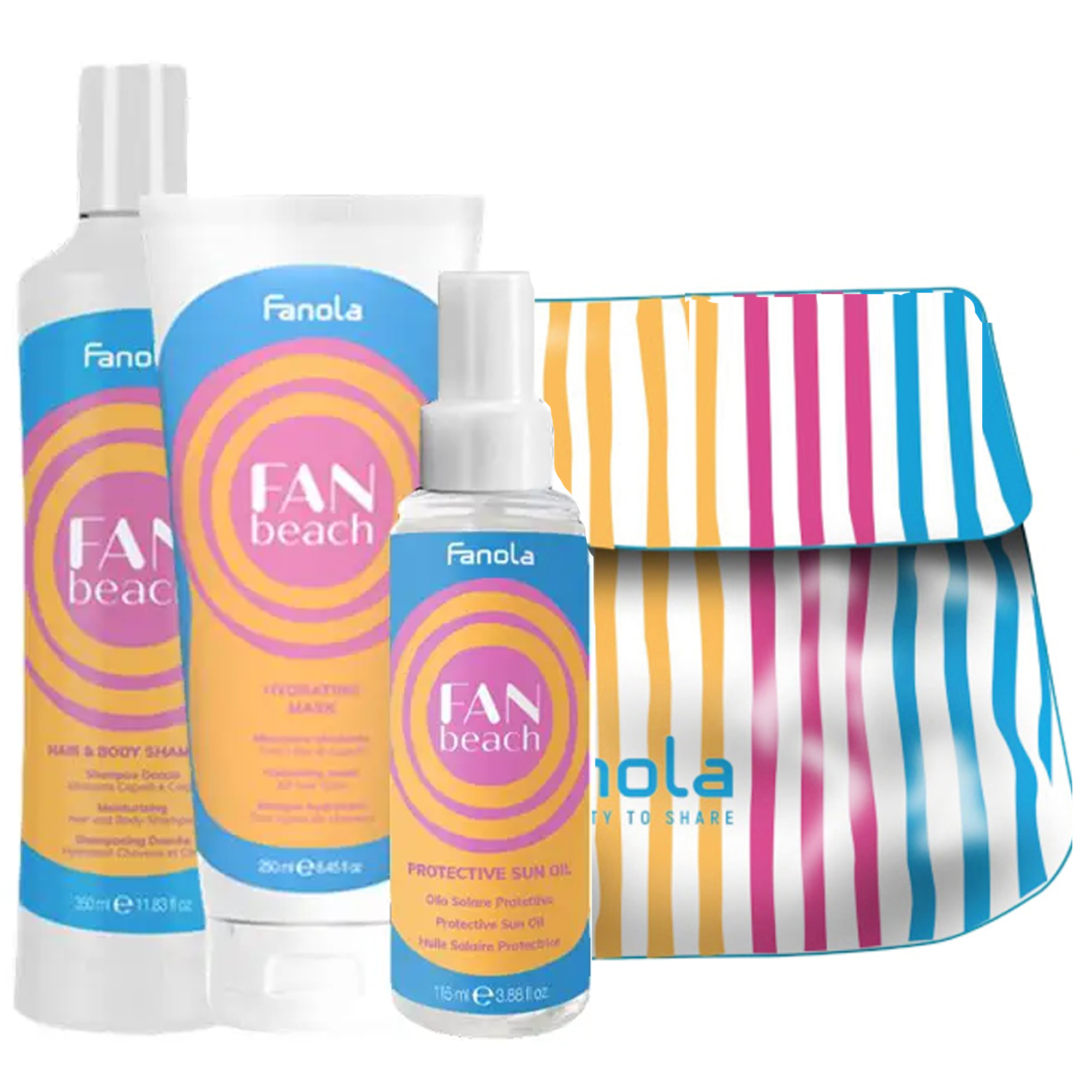 Fanola Fan Beach Kit con Shampoo Olio Solare Maschera e Pochette in Omaggio