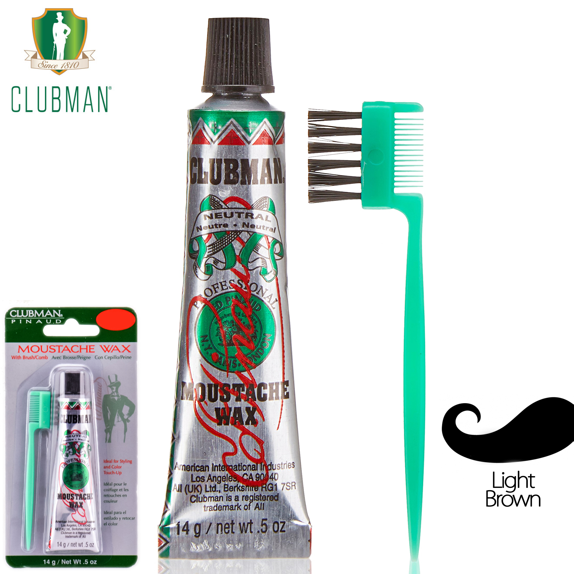 Clubman Moustache Cera BaffiSopraccigliaBarbaBasette Light Brown